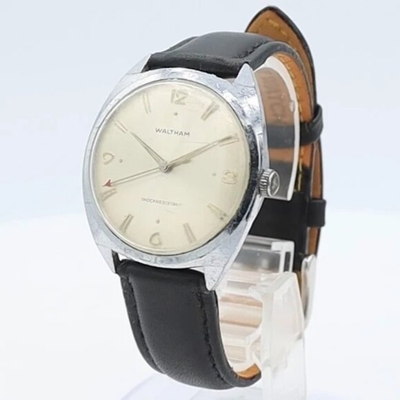 Vintage Waltham Sunburst Men's Mechanical Wristwatch AS 1686 Steel & Chrome - Picture 1 of 5